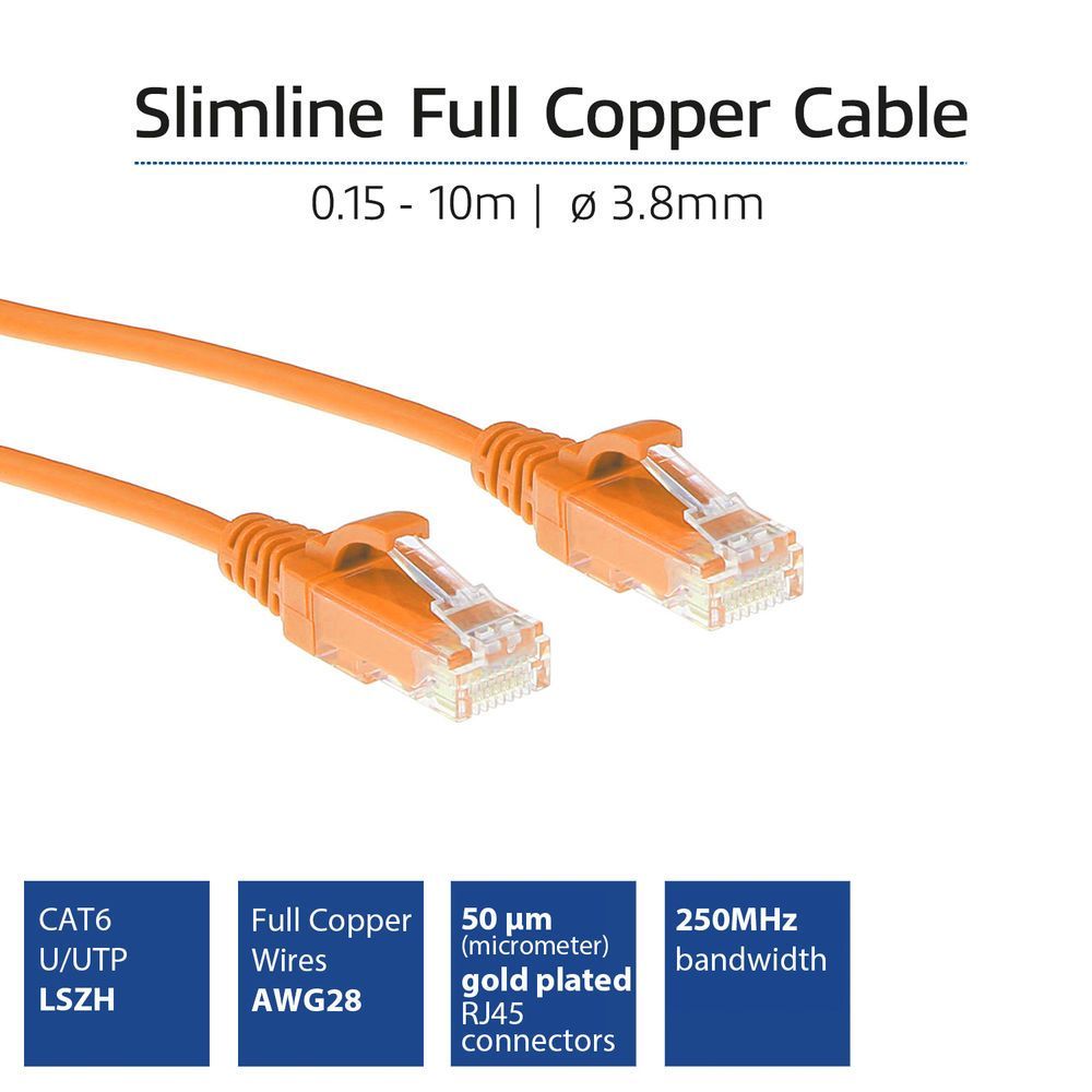 ACT CAT6 U-UTP Patch Cable 1m Orange