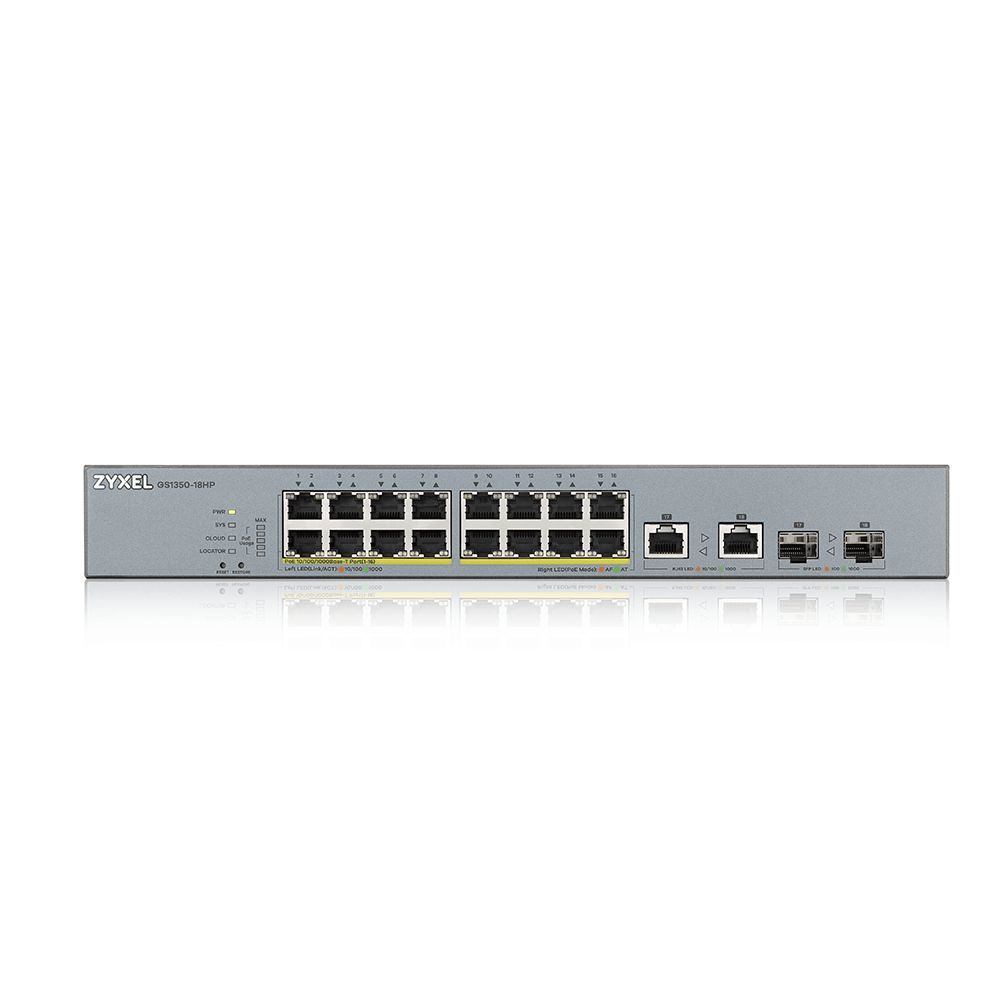 ZyXEL GS1350-18HP 16-port GbE Smart Managed PoE Switch with GbE Uplink