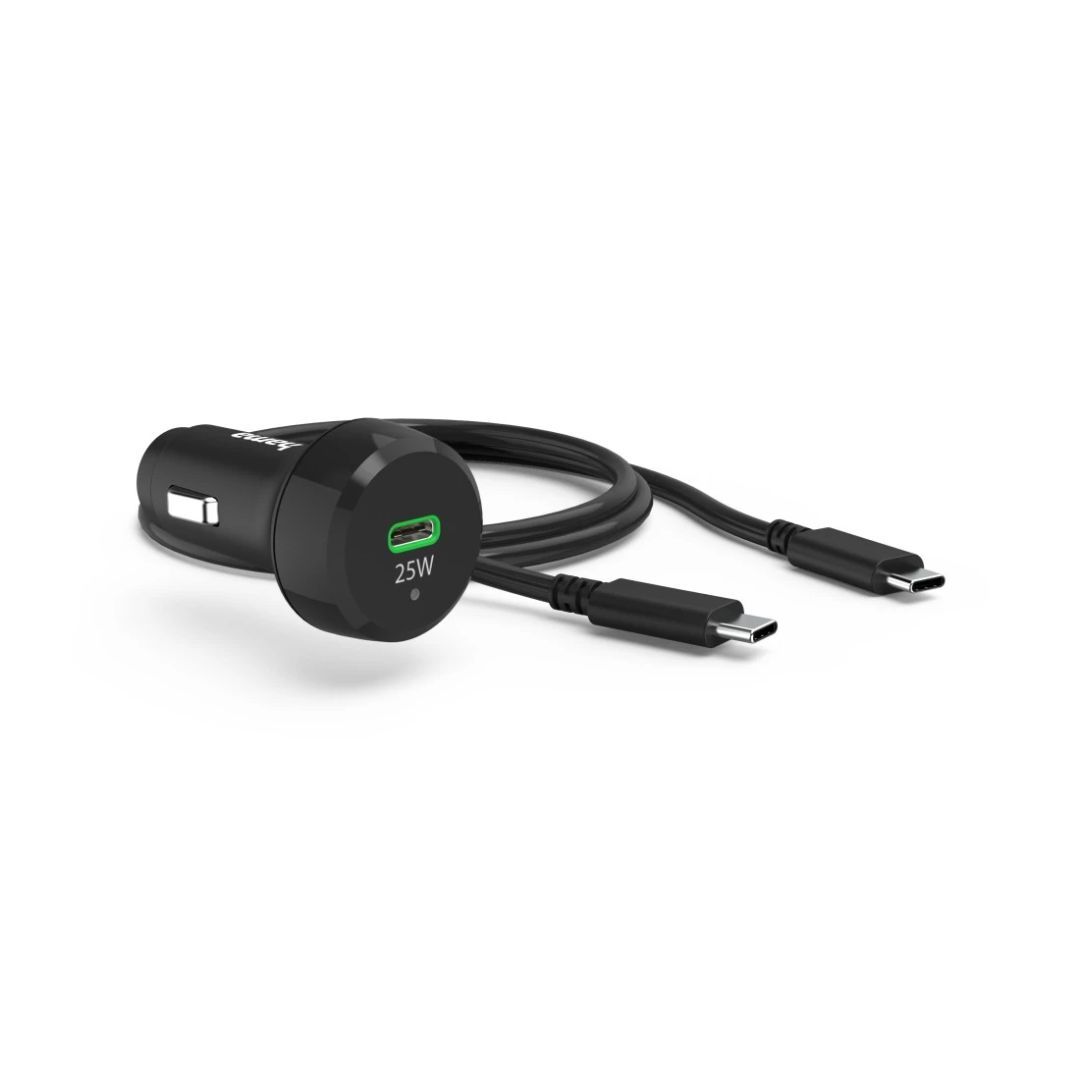 Hama Car Fast Charger with USB-C Charging Cable PD / QC 25W 1m Black