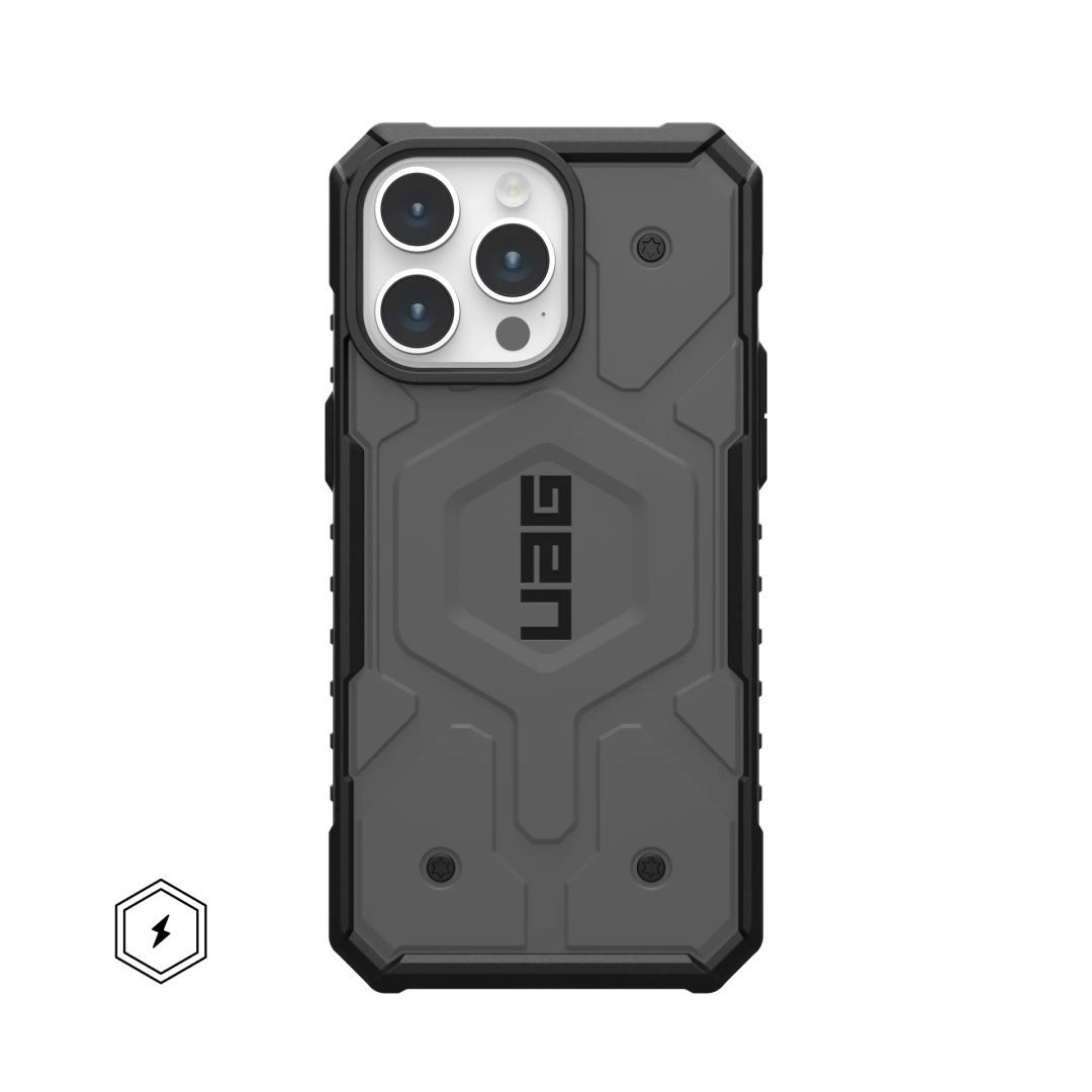 UAG Pathfinder case for MagSafe iPhone 15 Pro Max Silver