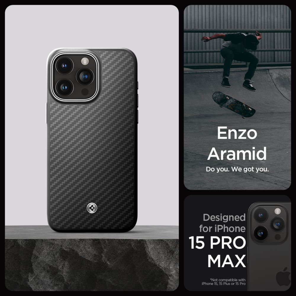 Spigen Enzo Aramid for iPhone 15 Pro Max Matte Black