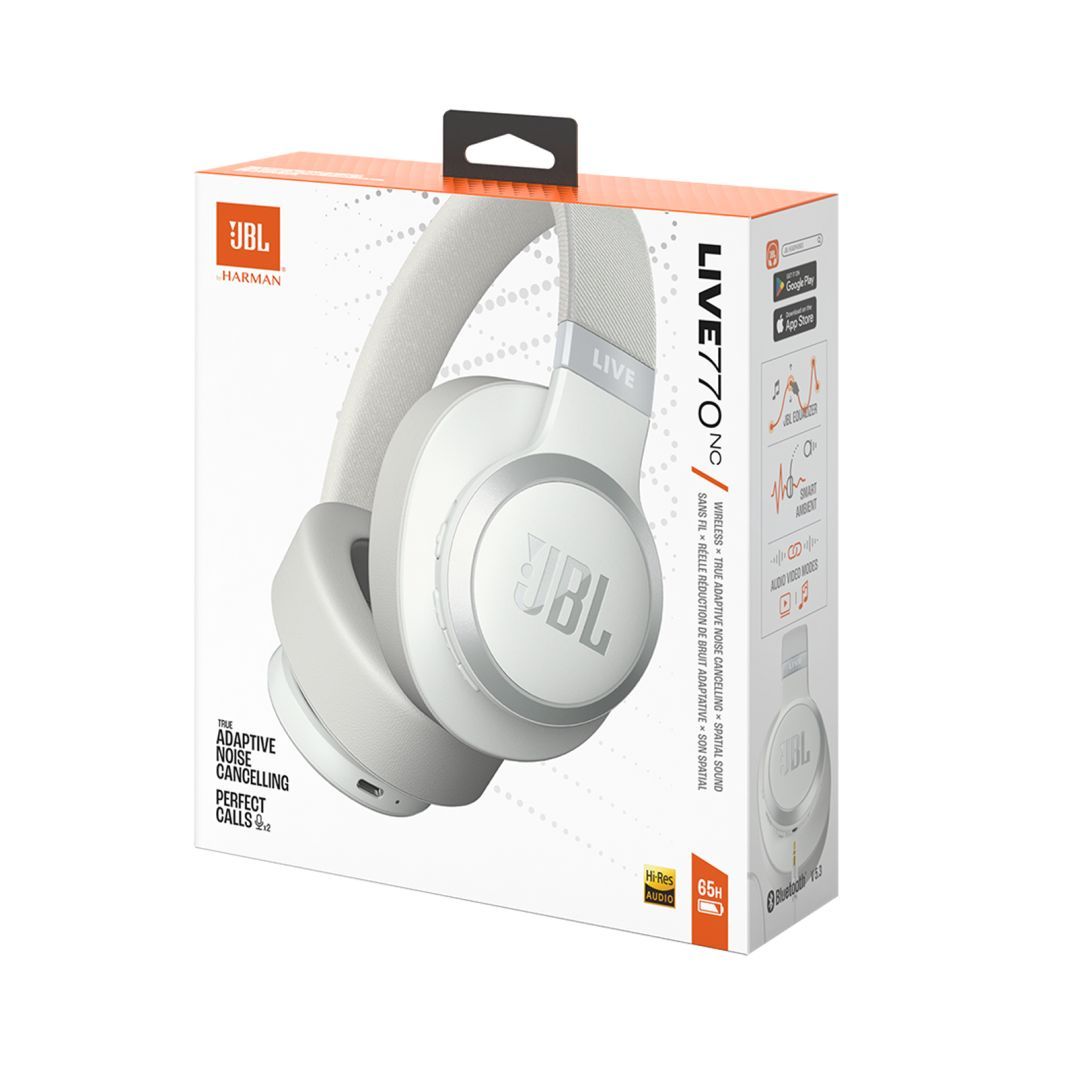 JBL Live 770NC Bluetooth Over-Ear Noise-Cancelling Headset White