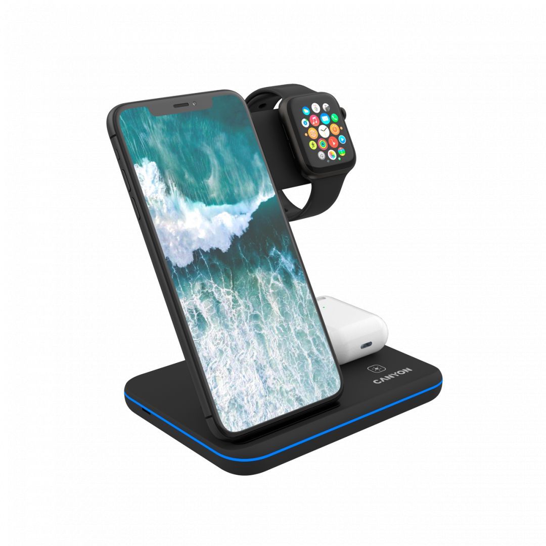 Canyon WS-303 3-in-1 Wireless Charging Station Black