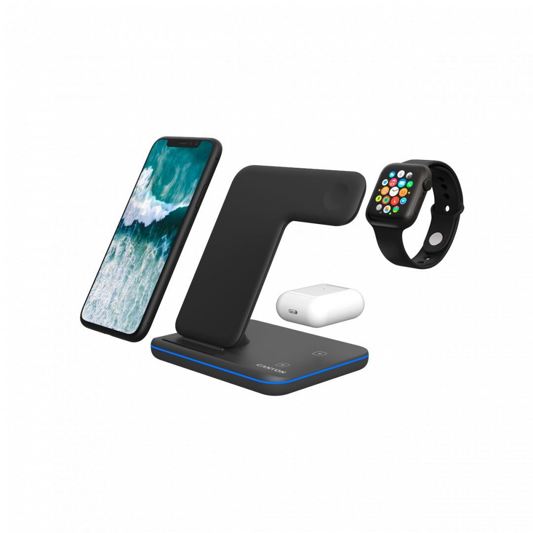 Canyon WS-303 3-in-1 Wireless Charging Station Black