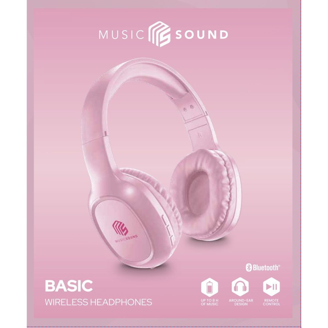 MUSICSOUND Basic Bluetooth Headband Headset Pink