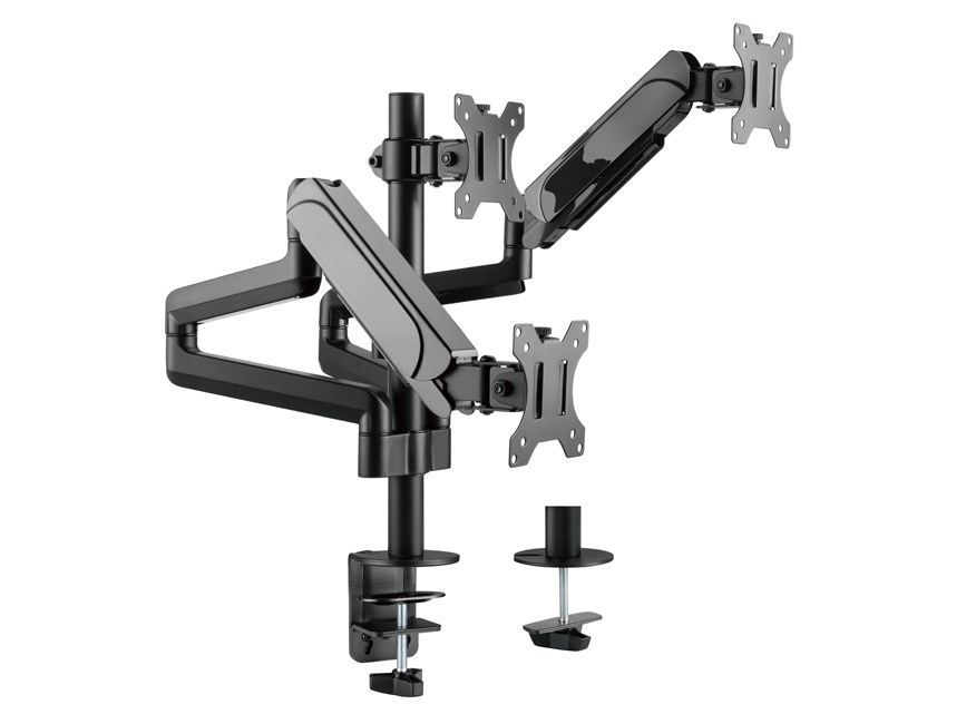 EQuip 17"-27" Triple Monitor Desk Mount Bracket Black