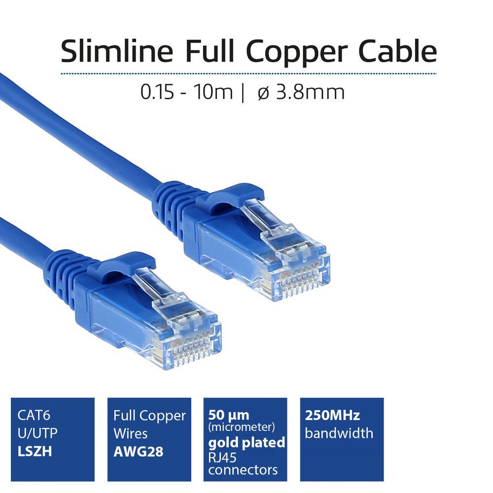 ACT CAT6A U-UTP Patch Cable 10m Blue