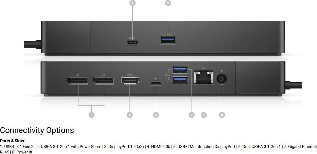 Dell WD19S 130W USB-C Docking Station Black