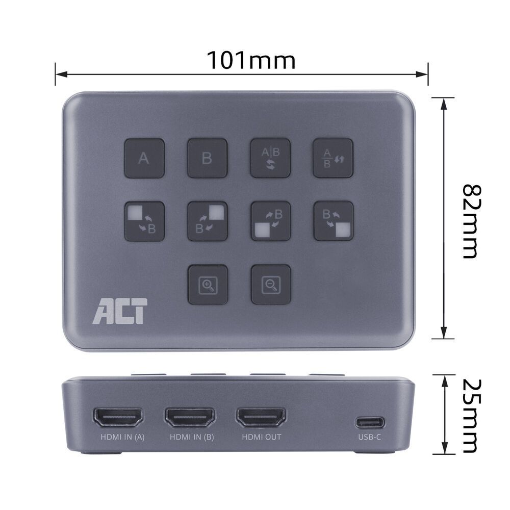 ACT AC7610 Dual HDMI input USB-C Video Switcher for capturing and live streaming ACT AC7610 Dual HDMI input USB-C Video Switcher for capturing and live streaming