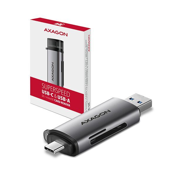 AXAGON CRE-SAC SUPERSPEED USB-C+USB-A Card Reader Black