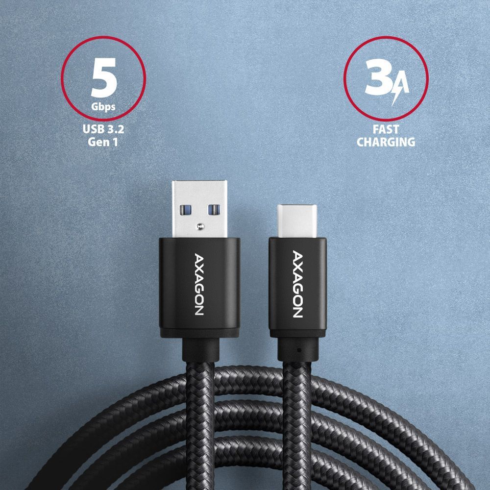 AXAGON BUCM3-AM10AB Speed USB-C > USB-A 3.2 Gen 1 Cable 1m Black