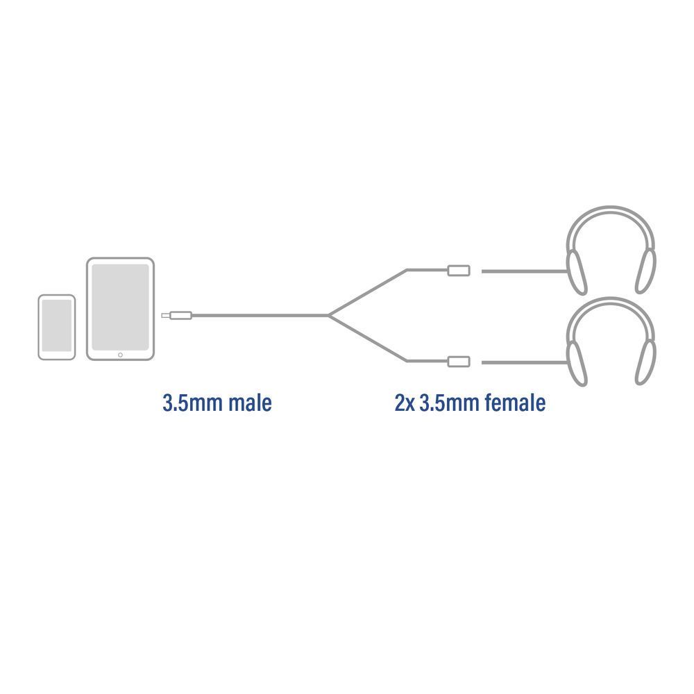 ACT High Quality audio splitter cable 3.5 mm jack male - 2x female