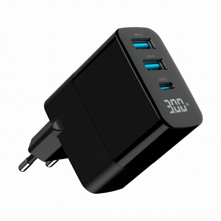 Gembird 3-Port 30W USB Fast Charger Black