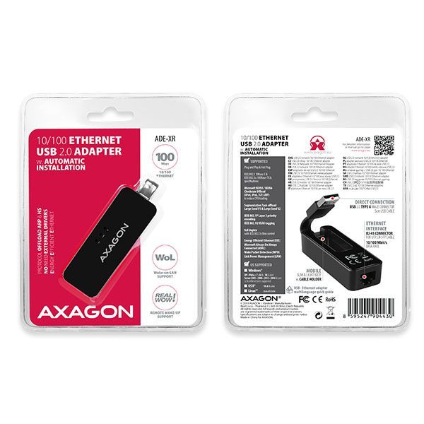 AXAGON ADE-XR 10/100 Ethernet USB2.0 Adapter