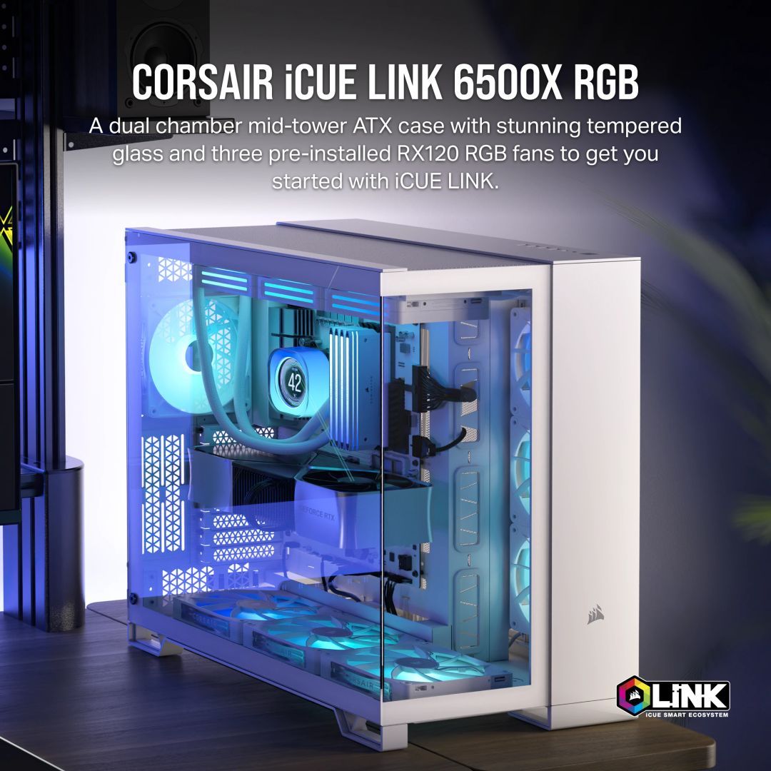 Corsair iCUE LINK 6500X RGB Tempered Glass White