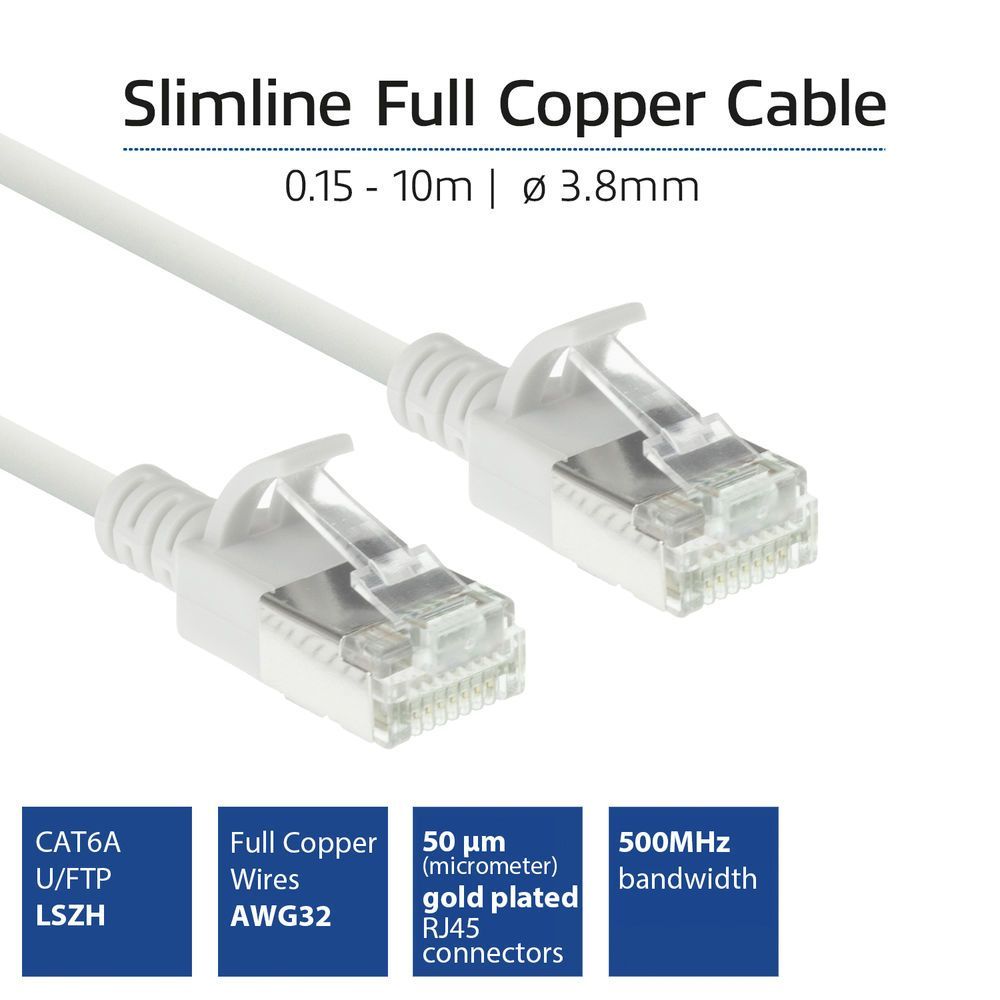 ACT CAT6A U-FTP Patch Cable 1,5m White