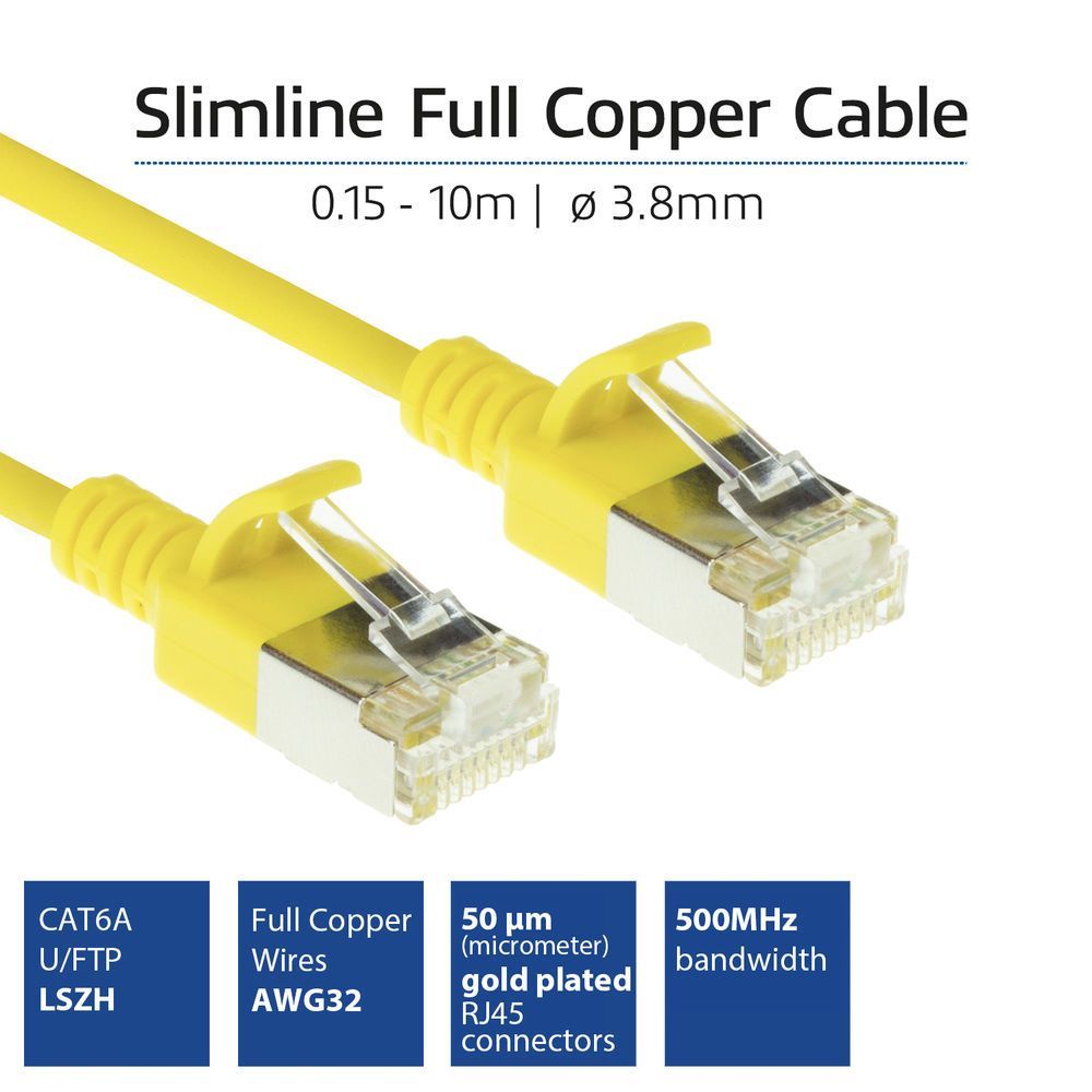 ACT CAT6A U-FTP Patch Cable 10m Yellow