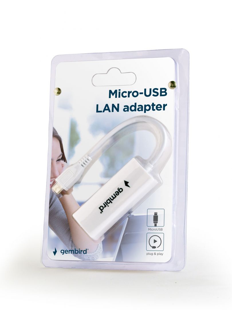 Gembird NIC-MU2-01 microUSB 2.0 LAN Adapter for mobile devices White