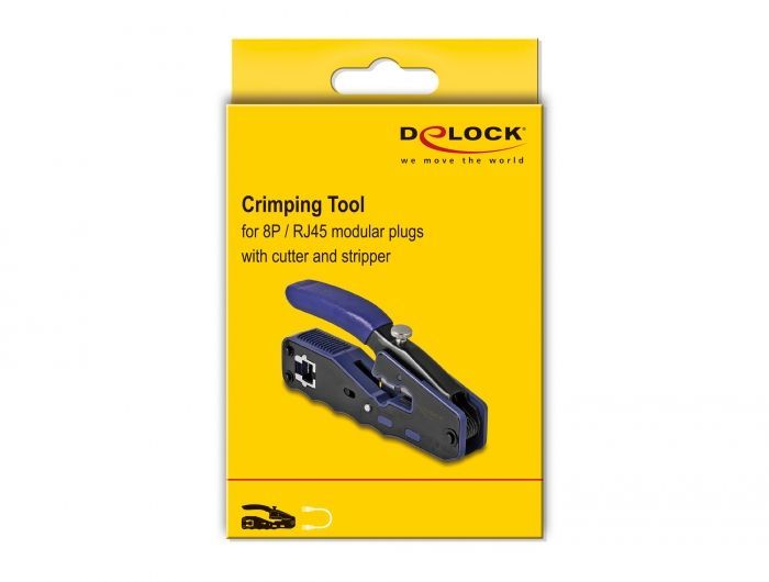 DeLock Crimping tool for 8P / RJ45 modular plugs with cutter and stripper (Easy-Connect)