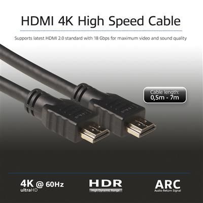 ACT HDMI High Speed v2.0 HDMI-A male - HDMI-A male cable 0,5m Black