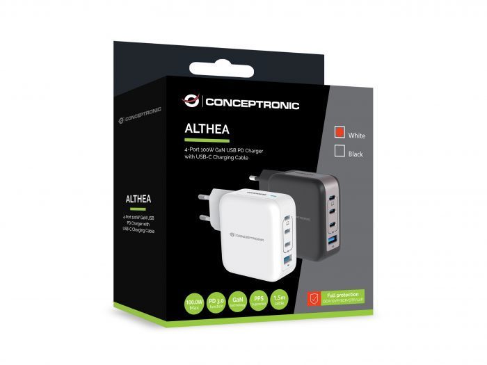 Conceptronic 4-Port 100W USB Charger White