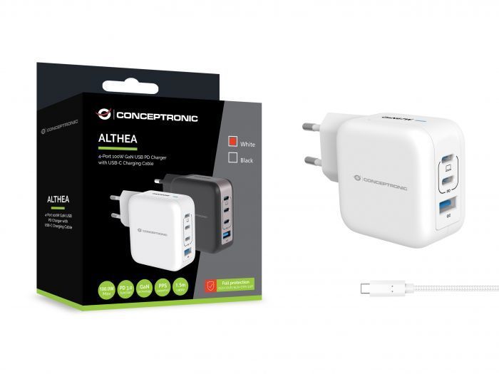 Conceptronic 4-Port 100W USB Charger White