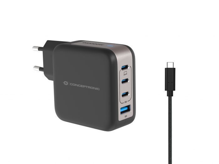 Conceptronic 4-Port 100W USB Charger Black