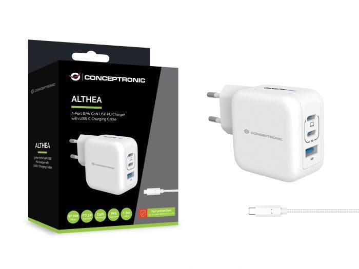 Conceptronic 3-Port 67W USB Charger White