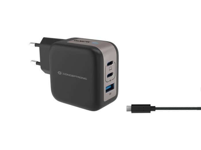 Conceptronic 3-Port 67W USB Charger Black