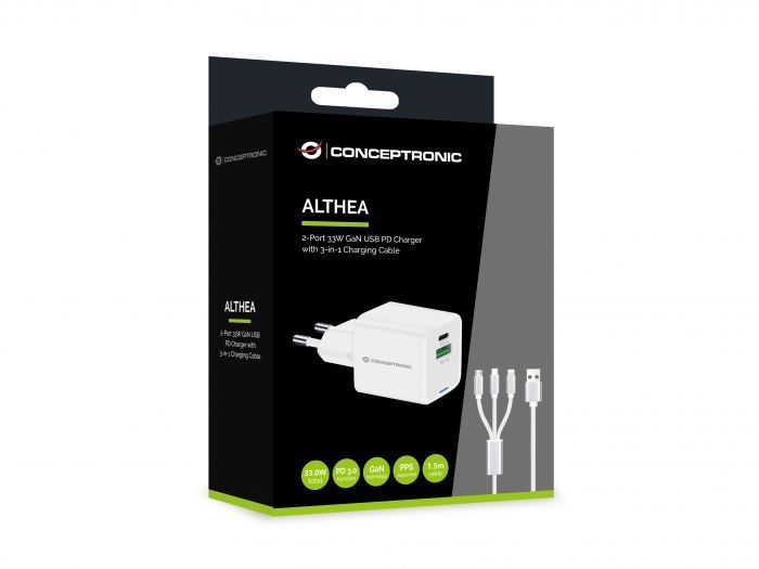 Conceptronic 2-Port 33W USB Charger White