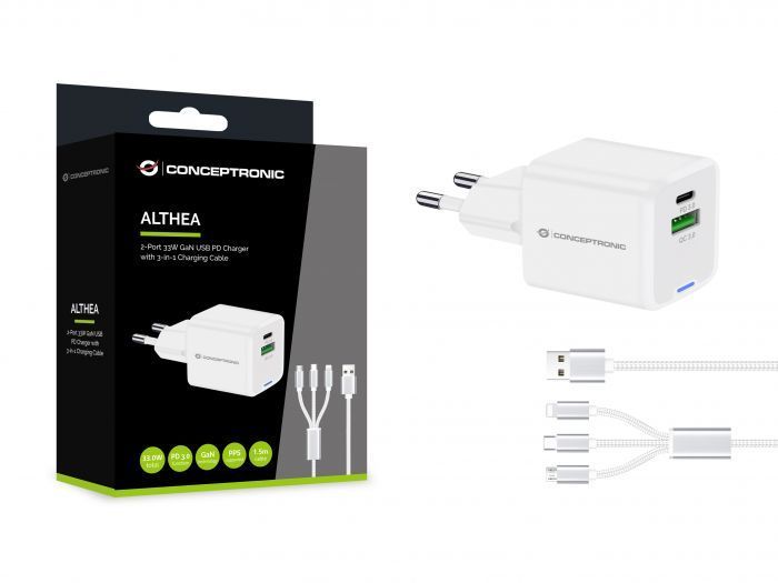 Conceptronic 2-Port 33W USB Charger White