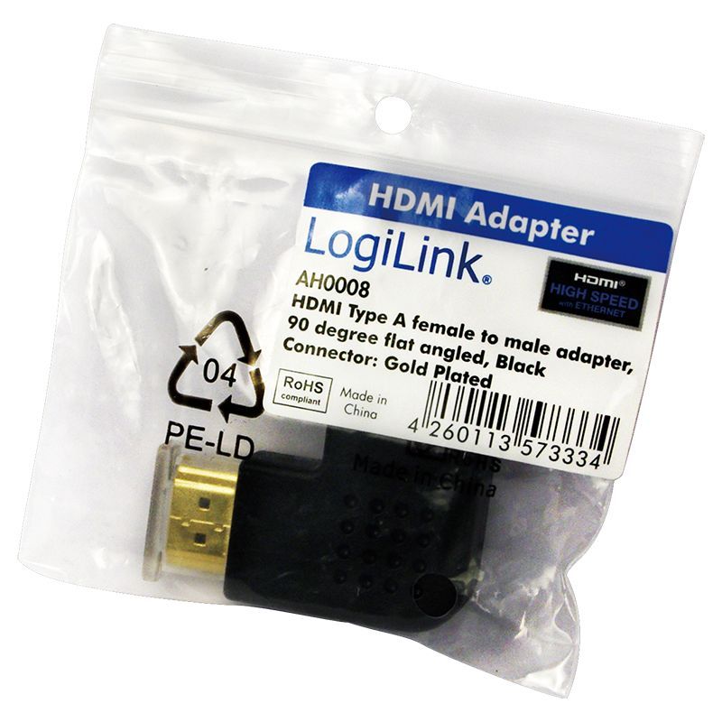 Logilink HDMI 90° flat angle Adapter Black