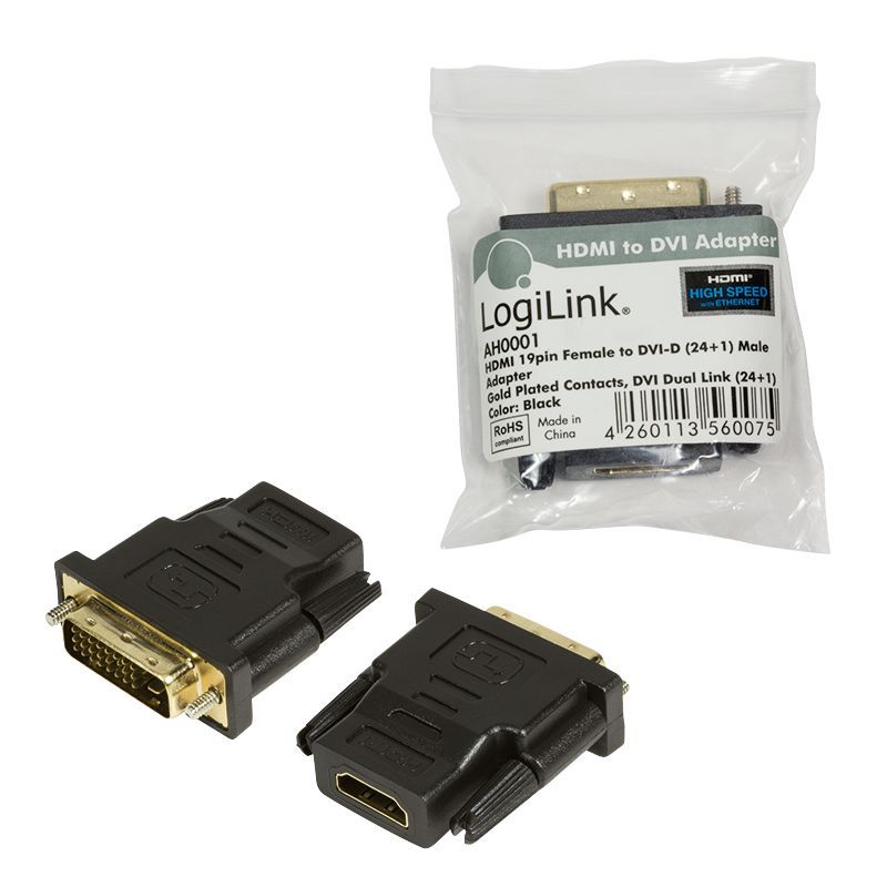 Logilink DVI-D (Dual Link) - HDMI Adapter Black