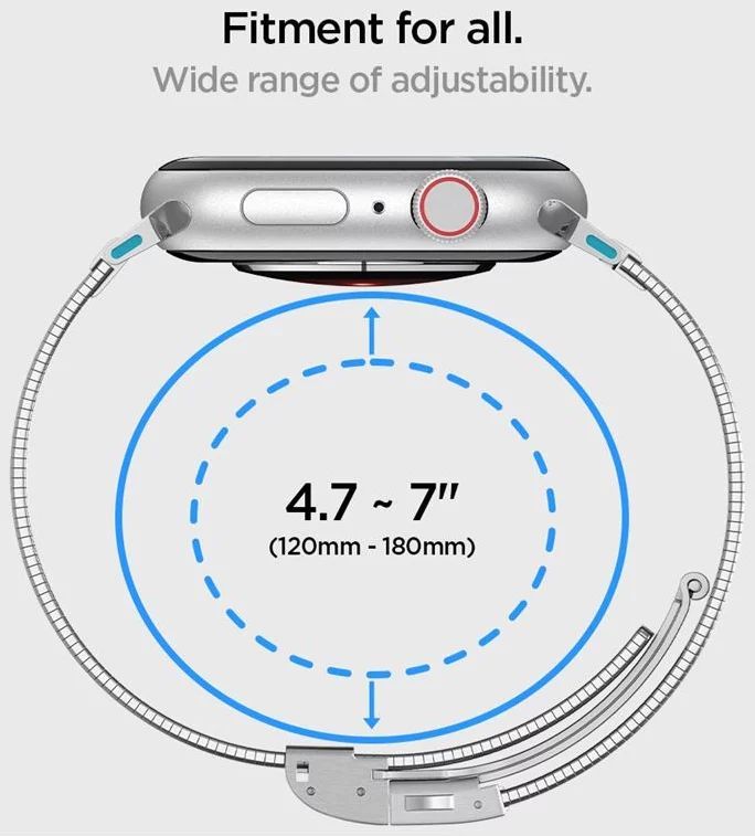 Spigen Sleek Link for Apple Watch 49mm/45mm/44mm/42mm Silver