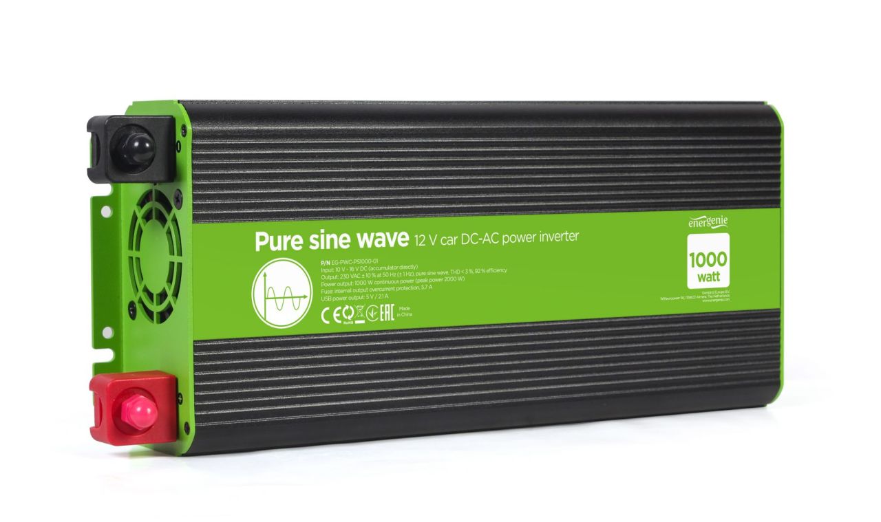 Gembird Energenie 12V Pure sine Wave Car DC-AC Power Inverter 1000W