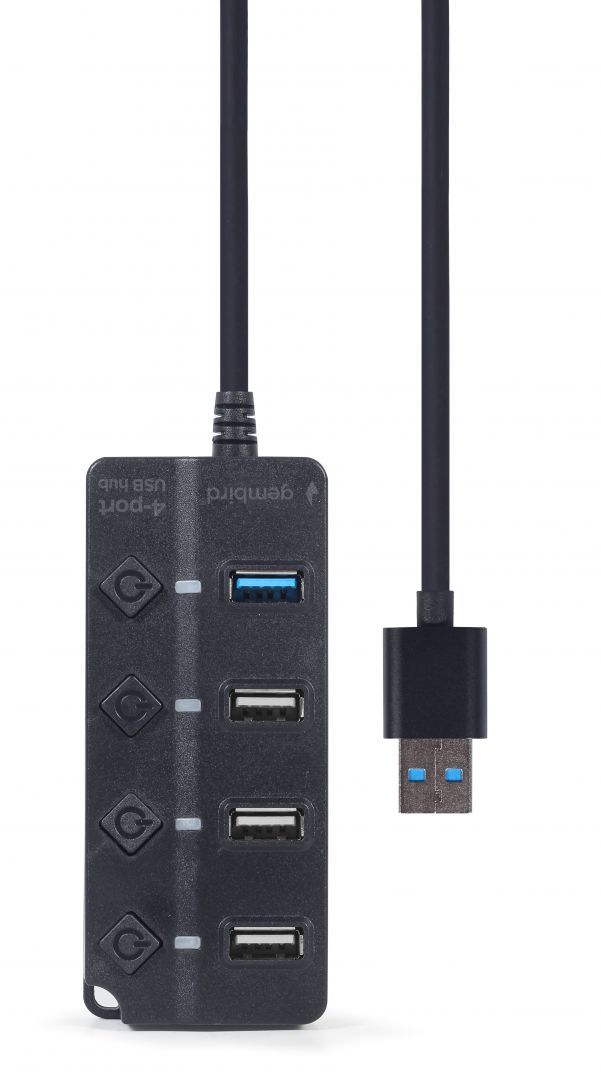 Gembird UHB-U3P1U2P3P-01 4-portos 1xUSB3.1 + 3xUSB2.0 HUB Black