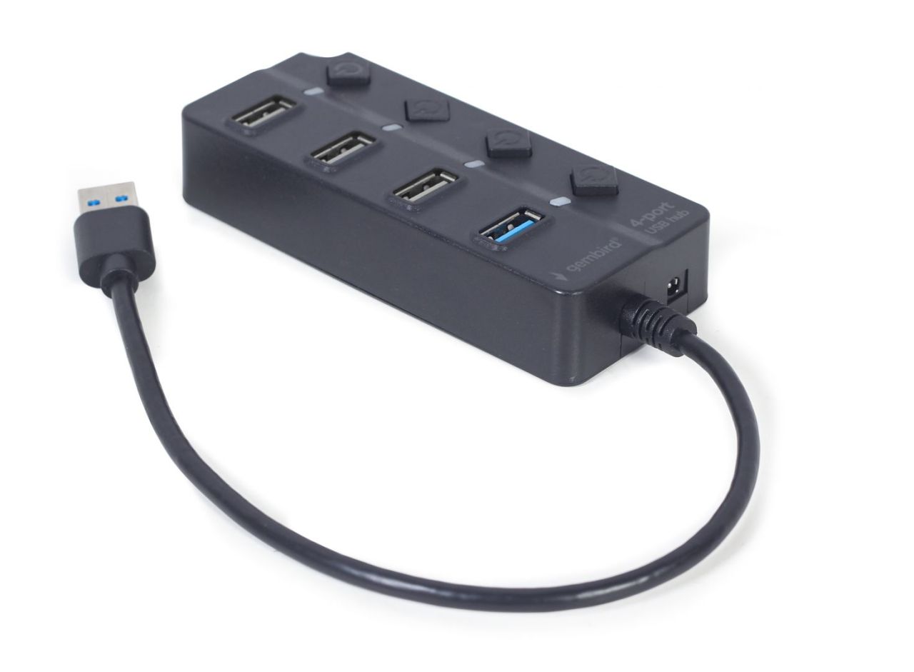 Gembird UHB-U3P1U2P3P-01 4-portos 1xUSB3.1 + 3xUSB2.0 HUB Black