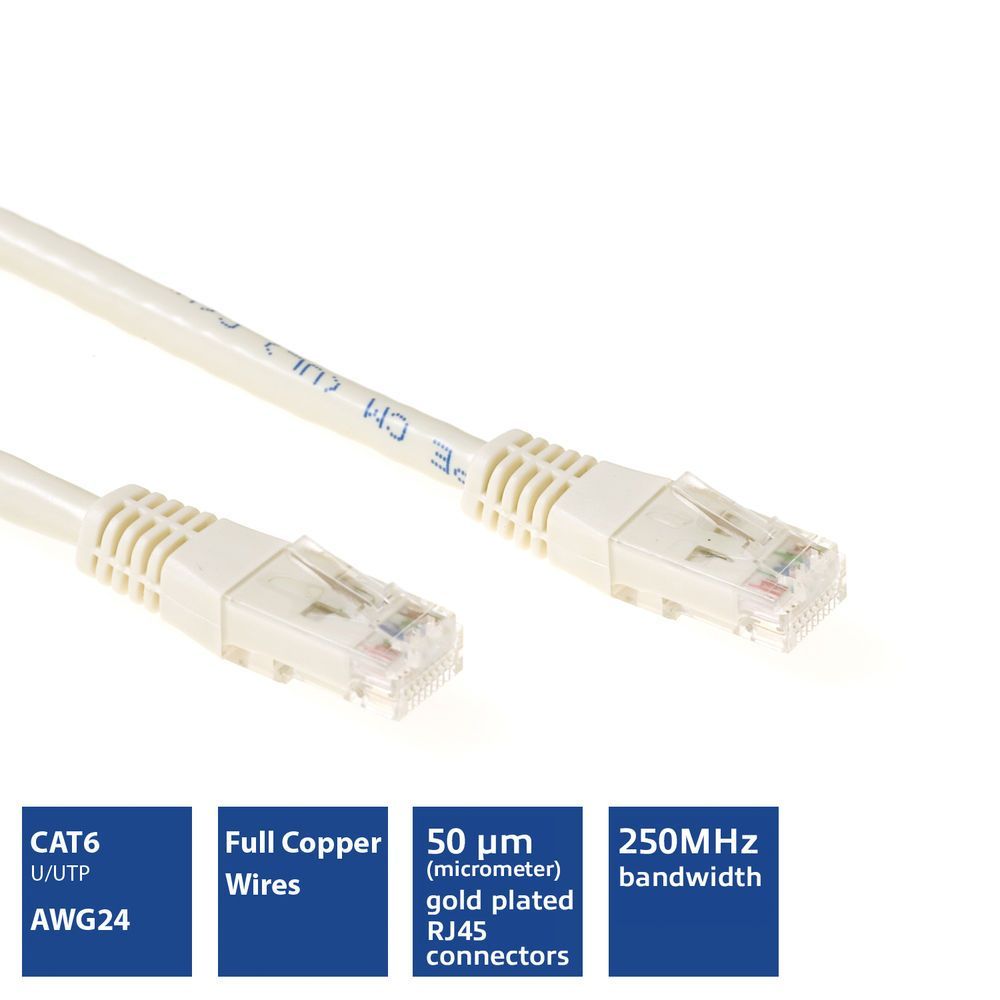 ACT CAT6 U-UTP Patch Cable 1m Ivory