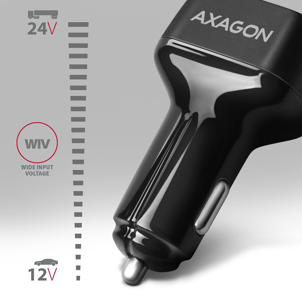 AXAGON PWC-PQ38 PD & QC Car Charger 38W Black