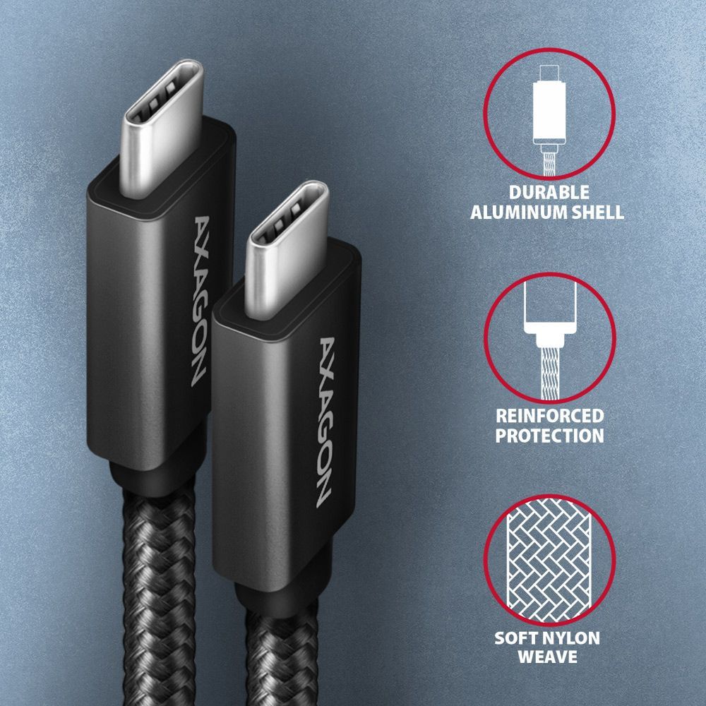 AXAGON BUCM32-CM15AB SPEED+ USB-C <> USB-C 20Gbps cable 1,5m Black