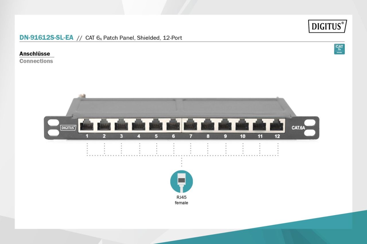 Digitus 12-port Patch Panel 2U Black