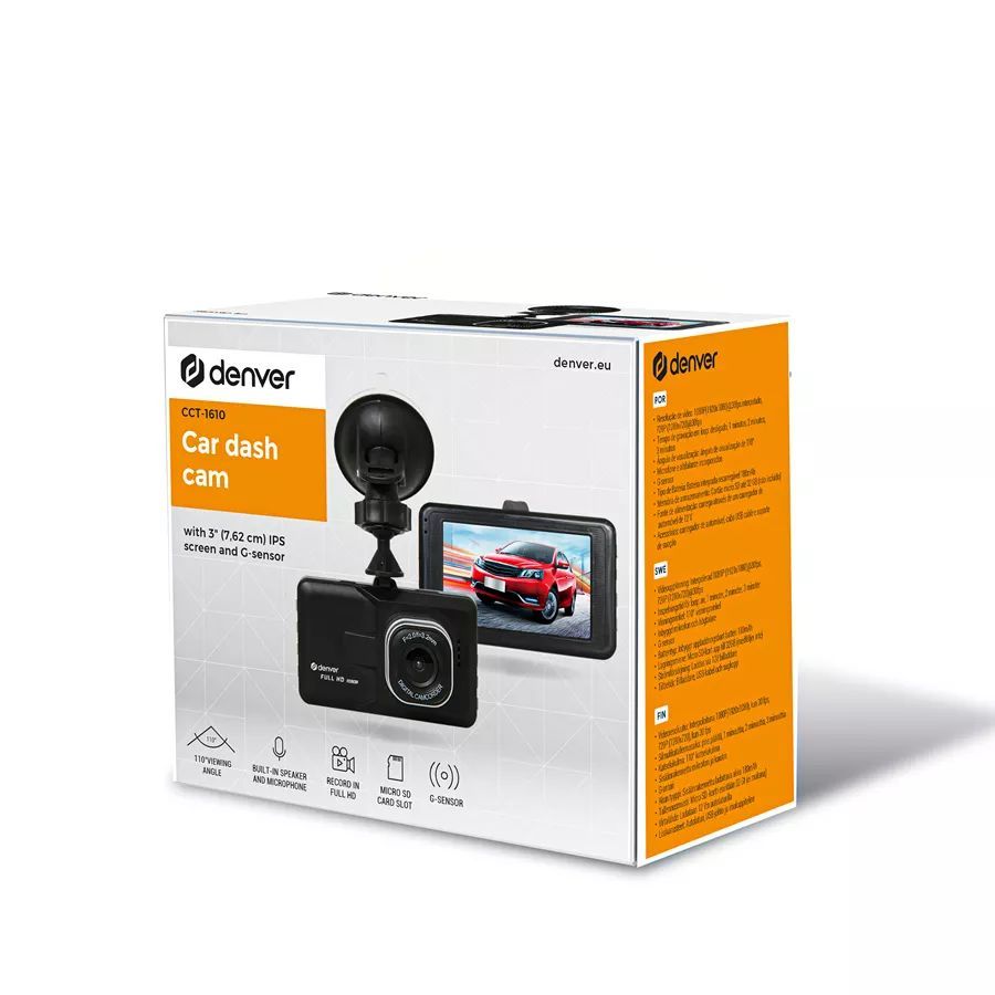 Denver CCT-1610 Car Dashcam with G-Sensor & 3" Screen Black