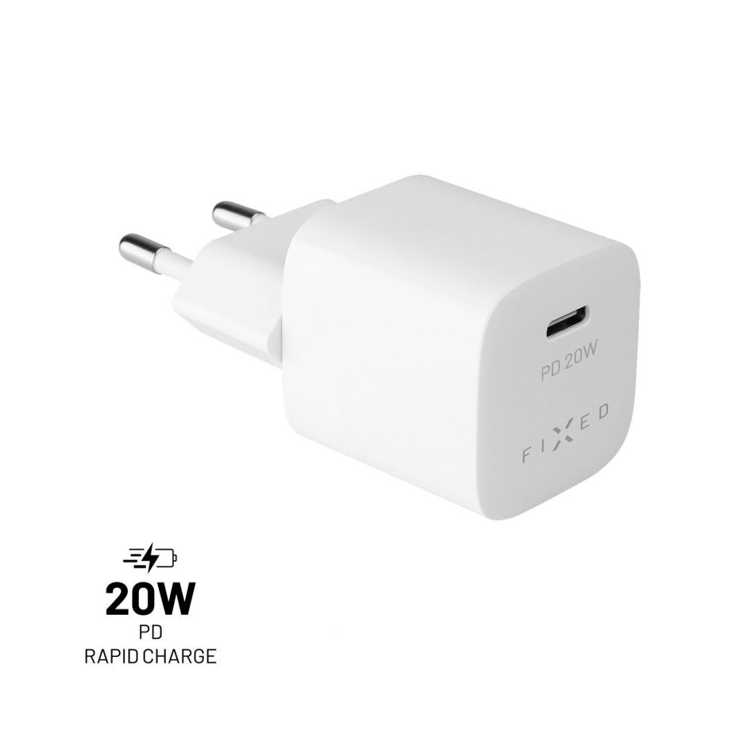 FIXED Mini USB-C Travel Charger 20W, Fehér