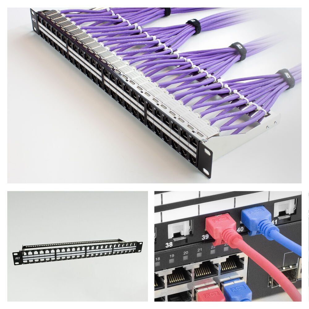 ACT 48-port Patch Panel 1U Black