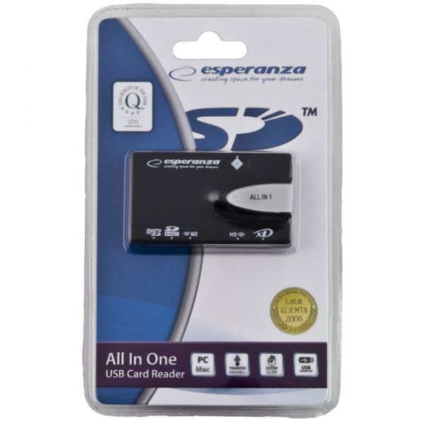 Esperanza EA129 All-In-One USB Card Reader Black