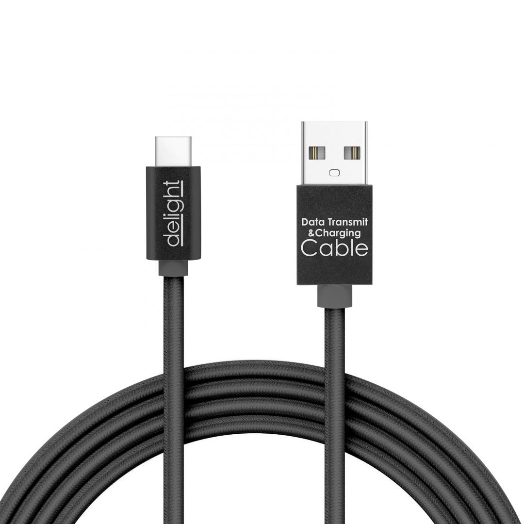 Delight USB Type-C Adatkábel LED 1m Black