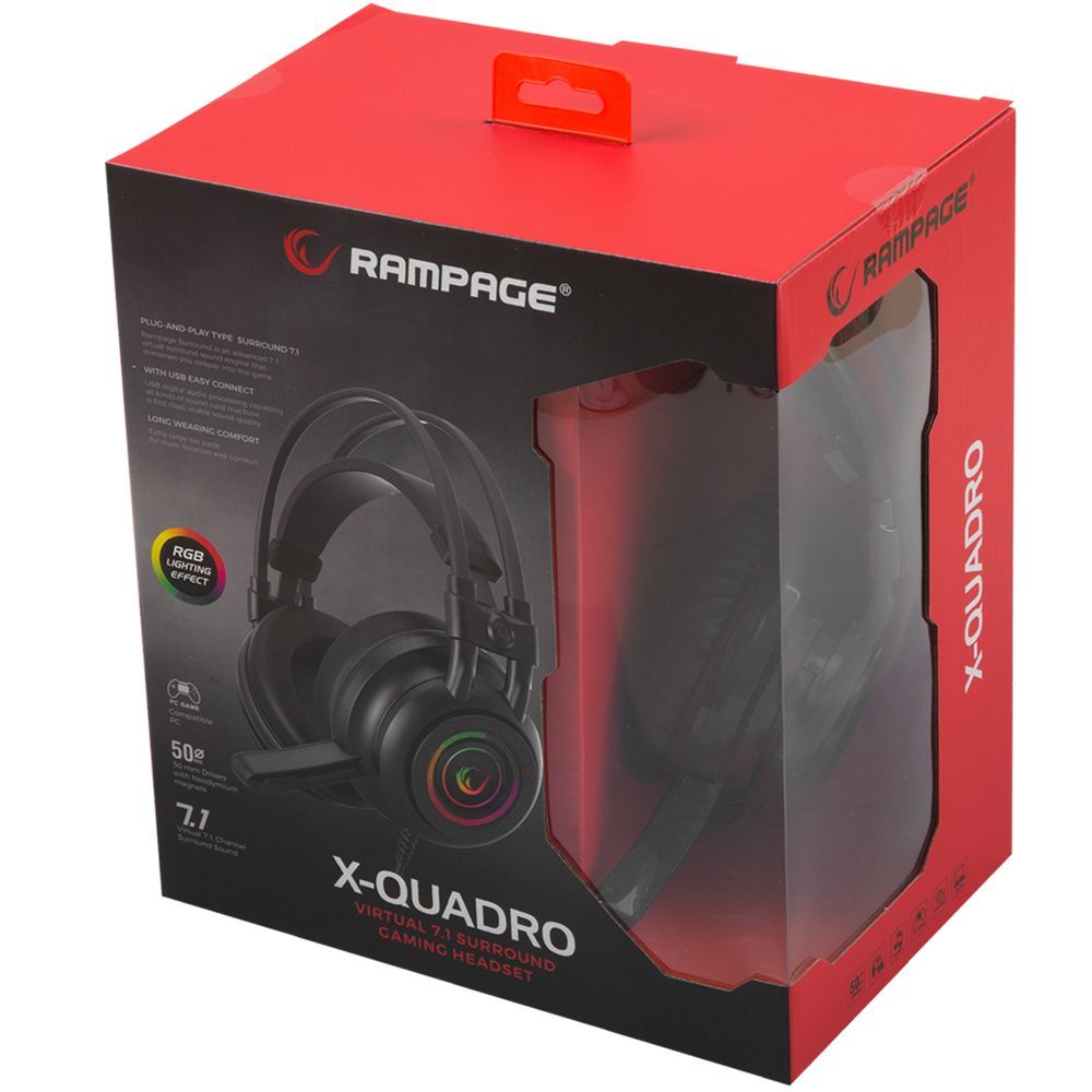 Rampage RM-K2 X-Quadro RGB Headset Black