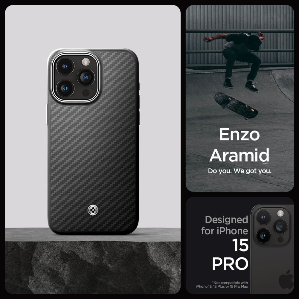 Spigen Enzo Aramid iPhone 15 Pro Matte Black