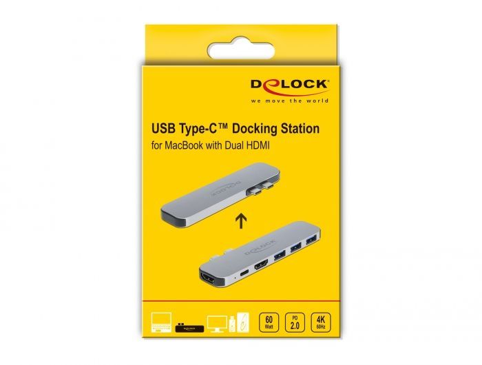 DeLock Docking Station for MacBook Dual HDMI 4K / PD / Hub