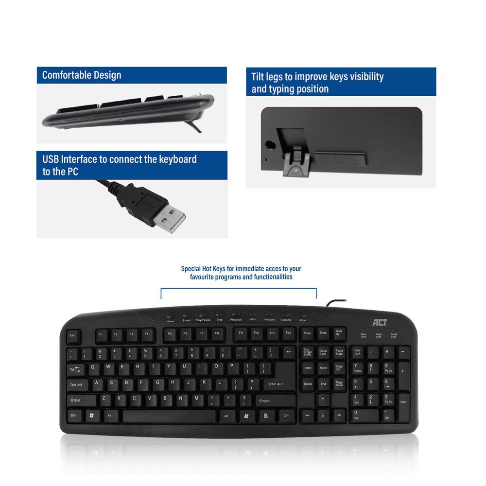 ACT AC5400 USB Keyboard Black US